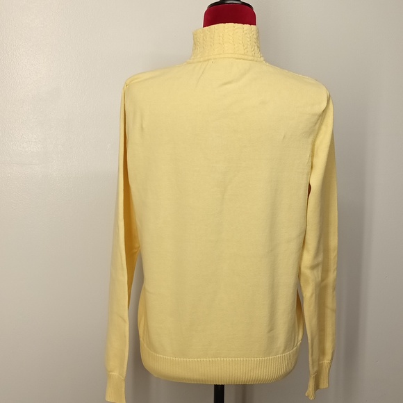 Vintage IZOD 1/4 zipper cable Knit sweater women's Sz XL yellow 100% cotto High - Picture 4 of 10
